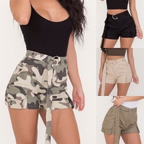 Fashion High Waist Shorts with Waist Strap