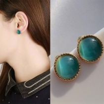 Retro Style Colored Opal Inlaid Stud Earrings 