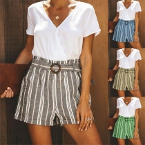 Fashion High Waist Striped Wide-leg Shorts 