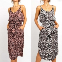 Sexy Backless Leopard Printed Sling Dress