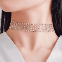 Fashion Sequin Spliced Gauze Choker Necklace