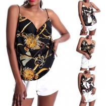 Sexy Backless V-neck Printed Cami Top 