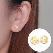 Chic Style World Map Shaped Stud Earrings 