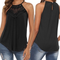 Sexy Hollow Out Lace Spliced Tank Top