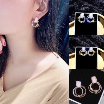 Fashion Rhinestone Inlaid Circle-shaped Earrings 