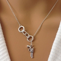 Chic Style Pistol & Handcuffs Pendant Necklace 