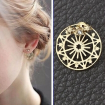 Fashion Rhinestone Inlaid Sky Wheel Shaped Earrings 