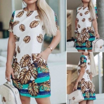 Fashion Short Sleeve Round Neck Printed Dress