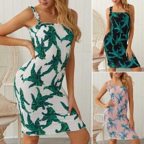 Sexy Backless Slim Fit Printed Sling Dress