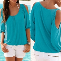 Sexy Off-shoulder Short Sleeve Round Neck T-Shirt