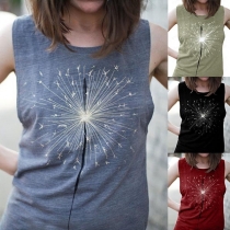 Fashion Printed Sleeveless Round Neck Tank Top