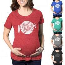 Fashion Printed Short Sleeve Round Neck Maternity T-shirt