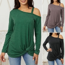 Sexy Off-shoulder Knotted Hem Short Sleeve Maternity T-shirt