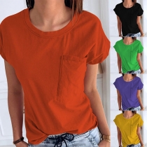 Simple Style Short Sleeve Round Neck Solid Color T-shirt
