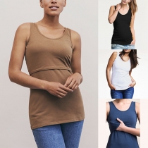 Fashion Solid Color Wrinkled Tank Top for Pregnant Women