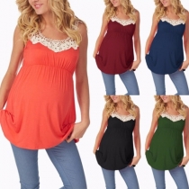Fashion Lace Spliced Sleeveless Top for Pregnant Women