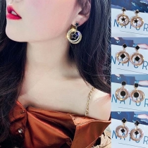 Fashion Rhinestone Inlaid Circle-shaped Earrings