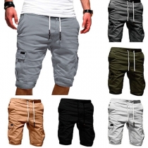 Fashion Solid Color Side-pocket Men's Knee-length Shorts