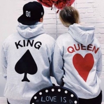 Fashion Letters Heart Printed Long Sleeve Couple Hoodie