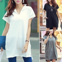 Fashion Solid Color Long Sleeve Hooded Loose T-shirt 