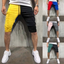 Fashion Contrast Color Men's Knee-length Shorts