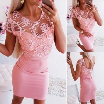 Sexy Backless Lace Spliced Slim Fit Dress