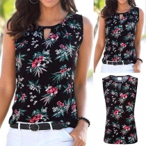 Fashion Sleeveless Round Neck Printed T-shirt