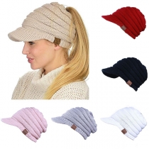 Fashion Hollow Out Knit Peaked Cap