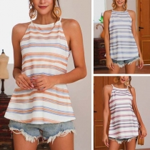 Fashion Colourful Stripe Sling Top 