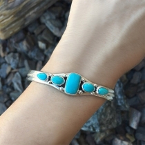 Bohemian Style Turquoise Inlaid Bracelet