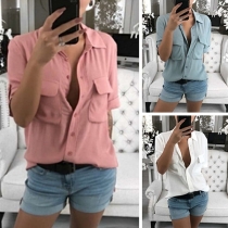 Fashion Solid Color Short Sleeve POLO Colar Shirt 