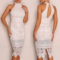 Elegant Style Sleeveless Slim Fit Lace Dress