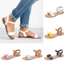 Fashion Contrast Color Flat Heel Open Toe Sandals