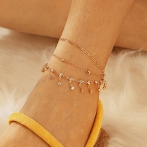 Fashion Rhinestone Tassel Pendant Anklet Set 3 pcs/Set
