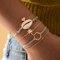 Chic Style Shell Coconut Trees Pendant Bracelet Set 5 pcs/ Set