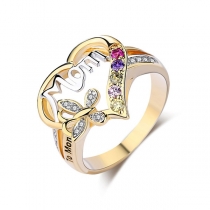 Fashion Rhinestone Inlaid Heart-Shaped Ring
