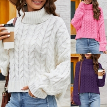 Fashion Solid Color Long Sleeve Turtleneck Sweater