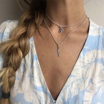 Chic Style Feather Pendant Double-Layer Necklace