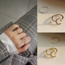 Fashion Rhinestone Inlaid Crescent Shaped Ring Set 2 pcs/Set 