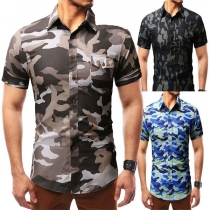Fashion Short Sleeve Camouflage Printed Man's Shirt