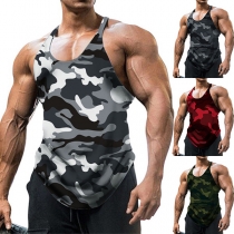 Casual Round Neck Camouflage Printed Men's Tank Top