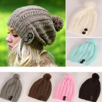 Fashion Solid Color Hairball Knit Beanies