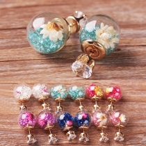 Fashion Glass Ball Dried Flower Earrings
