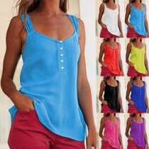Fashion Sleeveless Square Collar Solid Color Top