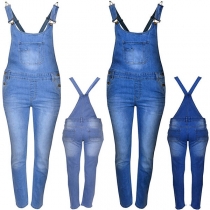 Fashion High Waist Slim Fit Denim Overalls 