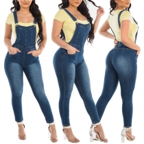 Fashion High Waist Slim Fit Denim Overalls