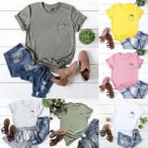 Cute Cartoon Printed Round Neck Short Sleeve T-Shirt