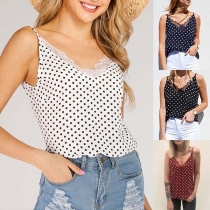 Sexy Backless V-Neck Dots Printed Cami Top