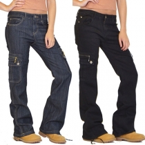 Fashion Middle-waist Side Pocket Pants
