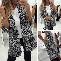 Fashion 3/4 Sleeve Leopard Printed Blazer 
